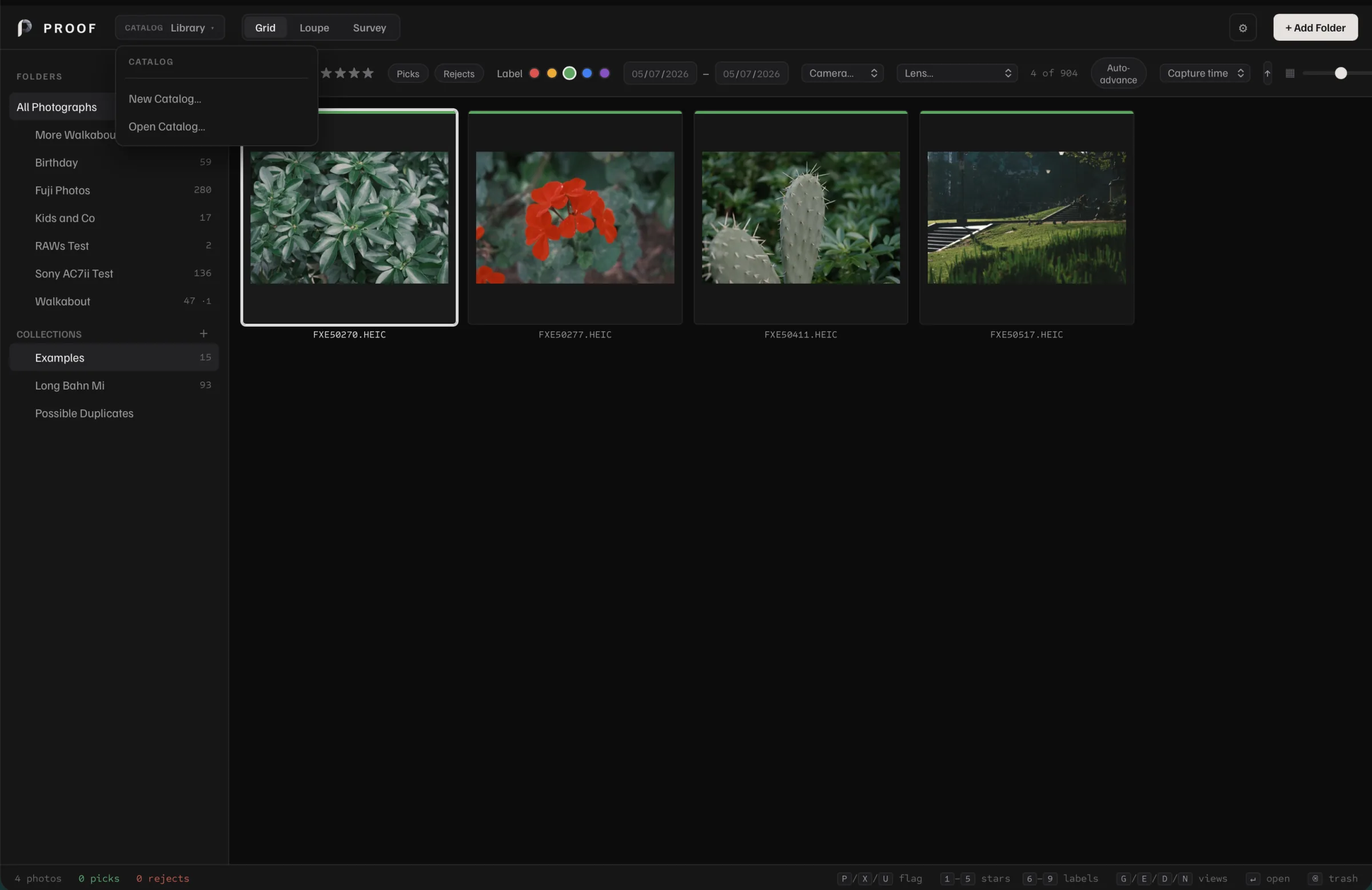 Proof catalog workflow showing local library organization on Mac